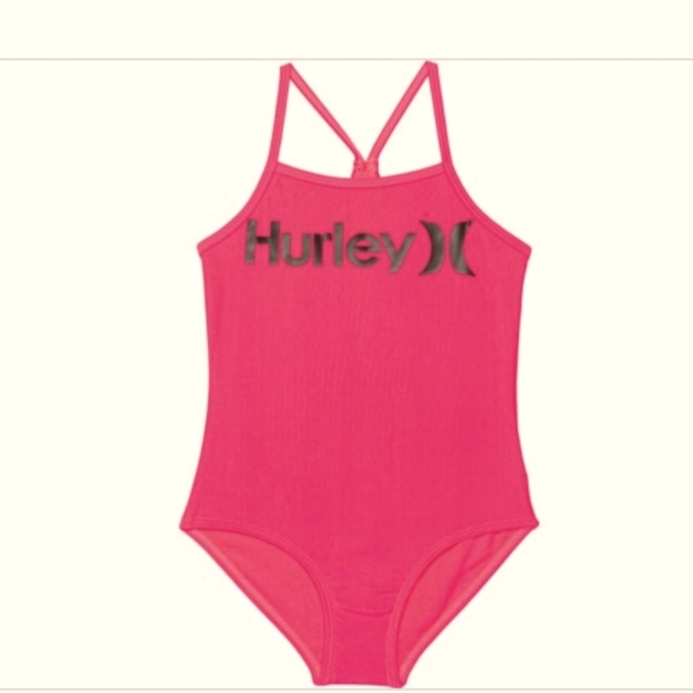 Hurley Girls hyper pink One-Piece swimsuit size Large new